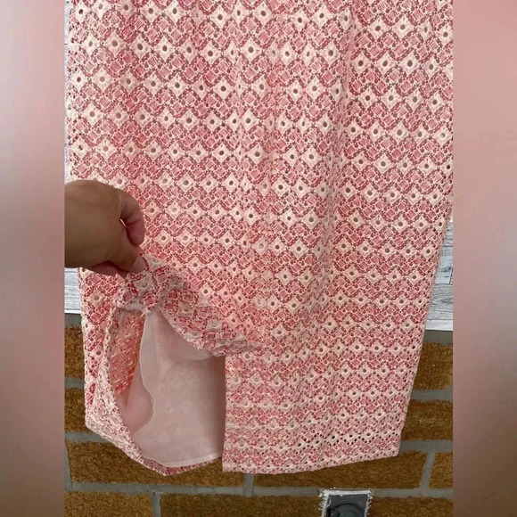 Shoshanna Eyelet Coral and Ivory Stacie Sheath Dress size 6 - Picture 12 of 15